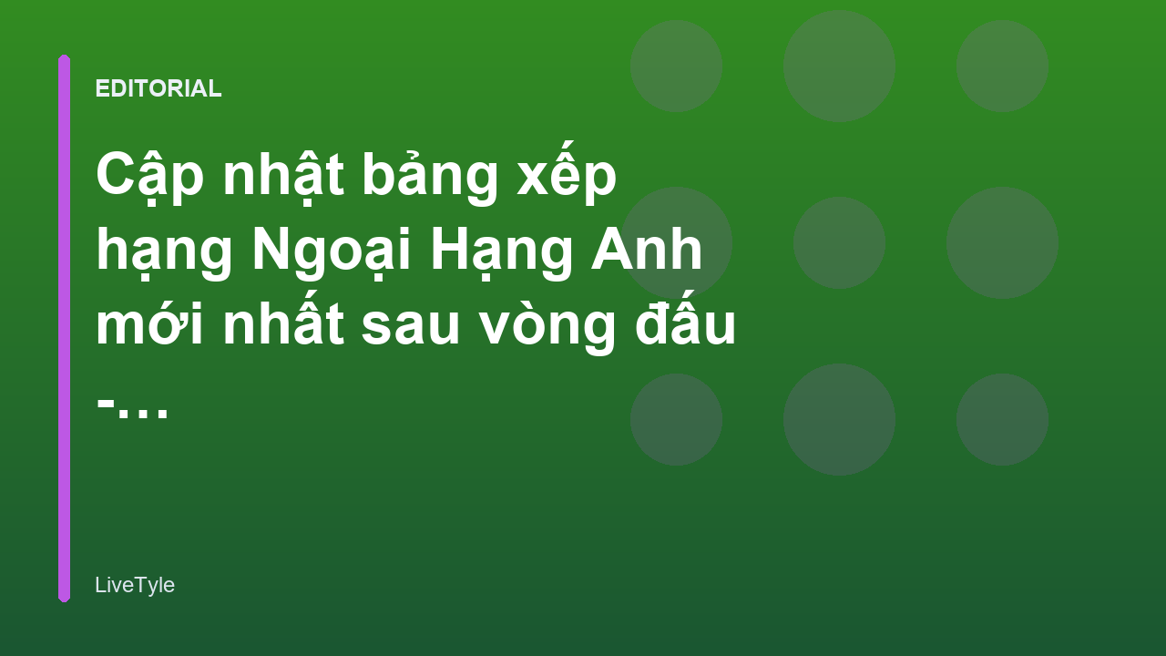 Bảng xếp hạng Ngoại Hạng Anh mới nhất